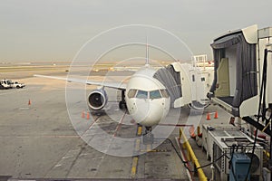 Civil aircraft in airport