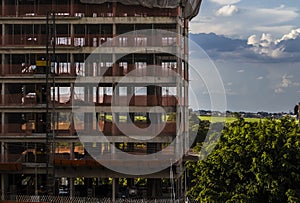 Civil construction site works on a residential building in Brazil