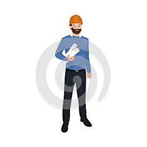 Civil engineer, architect or construction worker man vector illustration