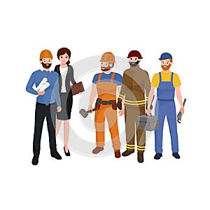 Civil engineer, architect and construction workers group of people