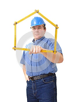 Civil engineer with folding rule photo