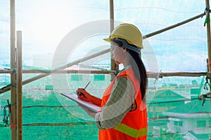 Civil engineer is inspecting in building site