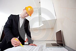 Civil engineer working with documents