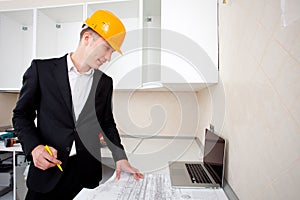 Civil engineer working with documents