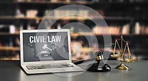 Civil law savvy information showing on laptop computer screen