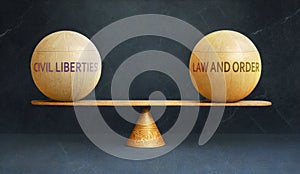 Civil liberties and Law and order in balance - a metaphor showing the importance of two aspects of life staying in equilibrium to