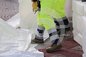 civil protection men with high visibility clothing during an exe photo