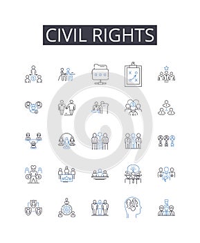 civil rights line icons collection. Social justice, Human rights, Environmentalism, Gender equality, Community