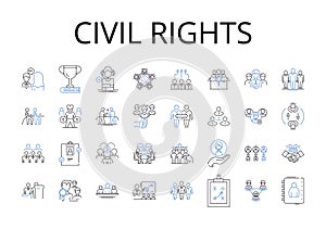 civil rights line icons collection. Social justice, Human rights, Environmentalism, Gender equality, Community