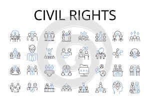 civil rights line icons collection. Social justice, Human rights, Environmentalism, Gender equality, Community