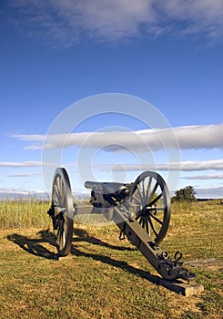 Civil War Cannon in Early Morning Light Gettysburg Battlefield,