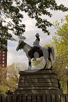 Civil War general Ambrose Burnside on horseback