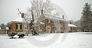 Civil War hospital in snow