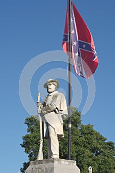 Civil War Monument with Confederate Flag
