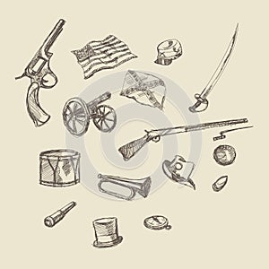 Civil war object hand drawing illustration
