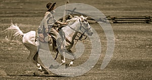 Civil war reenactor on horseback