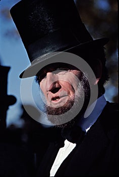 Civil War reenactor portraying President Lincoln.