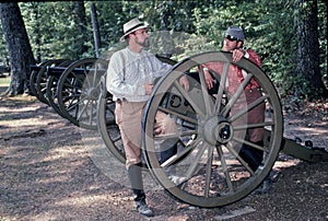 Civil War reenactors portraying soldiers.