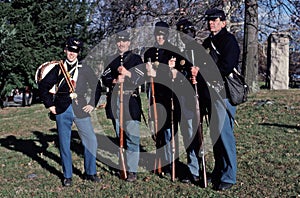 Civil War reenactors portraying Union soldiers.