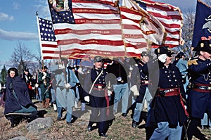 Civil War reenactors portraying Union soldiers.