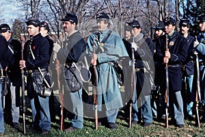 Civil War reenactors portraying Union soldiers.