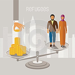 Civil war refugees vector infographics. Emigrants from conflict zones photo