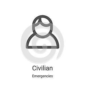 civilian icon vector from emergencies collection. Thin line civilian outline icon vector illustration. Linear symbol for use on