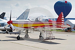 Civilian small plane at the international exhibition.