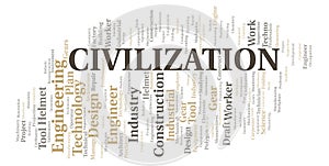 Civilization typography word cloud create with the text only