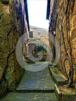 Civita di Bagnoregio, town in the province of Viterbo, Italy. History, time, architecture, alley, wall and beauty