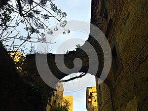 Civita di Bagnoregio, town in the province of Viterbo, Italy. History, time, architecture, arch and beauty