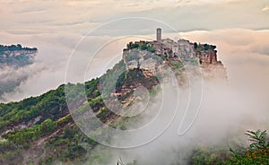 Civita di Bagnoregio, Viterbo, Lazio, Italy: landscape at dawn w photo