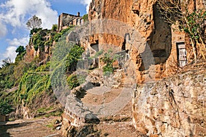 Civita di Bagnoregio, Viterbo, Lazio, Italy: the rock face of th