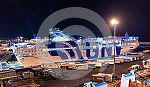 Civitavecchia, Rome, Italy - Night photo of the ferry GNV to Sardinia