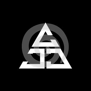 CJJ triangle letter logo design with triangle shape. CJJ triangle logo design monogram. CJJ triangle vector logo template with red