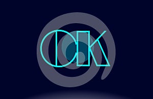 ck c k blue line circle alphabet letter logo icon template vector design
