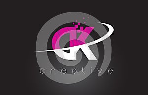 CK C K Creative Letters Design With White Pink Colors