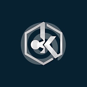 CK initial hexagon logo template vector