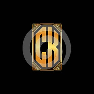 CK Logo Letter Geometric Golden Style
