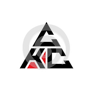 CKC triangle letter logo design with triangle shape. CKC triangle logo design monogram. CKC triangle vector logo template with red