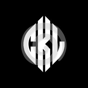 CKL circle letter logo design with circle and ellipse shape. CKL ellipse letters with typographic style. The three initials form a photo