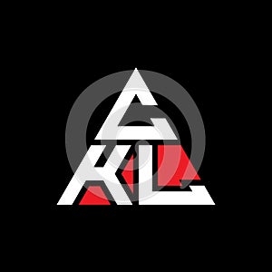CKL triangle letter logo design with triangle shape. CKL triangle logo design monogram. CKL triangle vector logo template with red photo