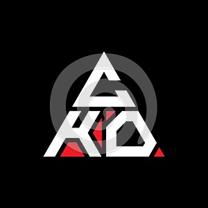 CKO triangle letter logo design with triangle shape. CKO triangle logo design monogram. CKO triangle vector logo template with red