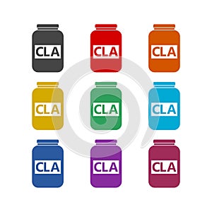 CLA supplement color icon set isolated over white background photo