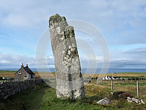 Clach an Trushal (Clach an Truiseil in Gaelic). Tallest standing stone in Scotland. Lewis Island. Outer Hebrides.