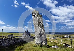 Clach an Trushal Thrushel Stone on NW coast of Isle of Lewis is one of the most impressive standing stones in Scotland. photo