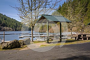 Clackamas river and marina rural Oregon