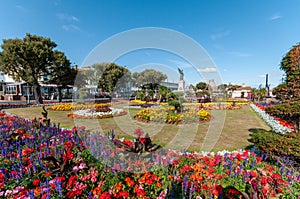 Clacton on Sea`s colourful memorial garden on a summers day