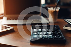 Claculator on the table in the office