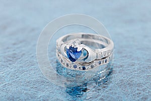 Claddagh ring with blue topaz